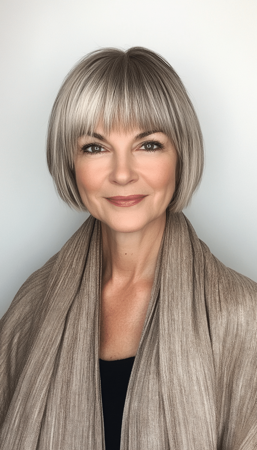 14. Modern Bowl Cut in Dark Blonde (Short Hairstyles For Women Over 50 With Thin Hair) - Short Hairstyles For Women Over 50 With Thin Hair