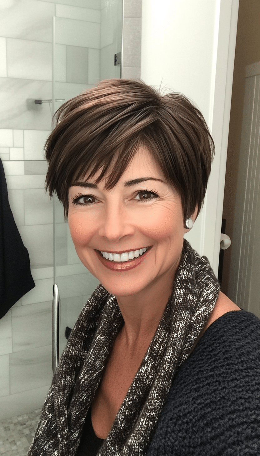 17. Elegant Taper in Deep Chocolate (Short Hairstyles For Women Over 50 With Thin Hair) - Short Hairstyles For Women Over 50 With Thin Hair
