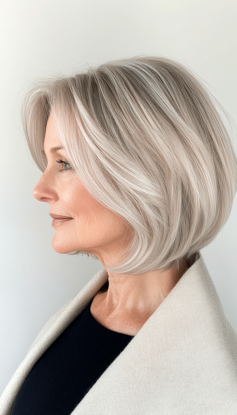 1. Silver Sable Bob (Shorter Haircuts For Older Women) - Shorter Haircuts For Older Women