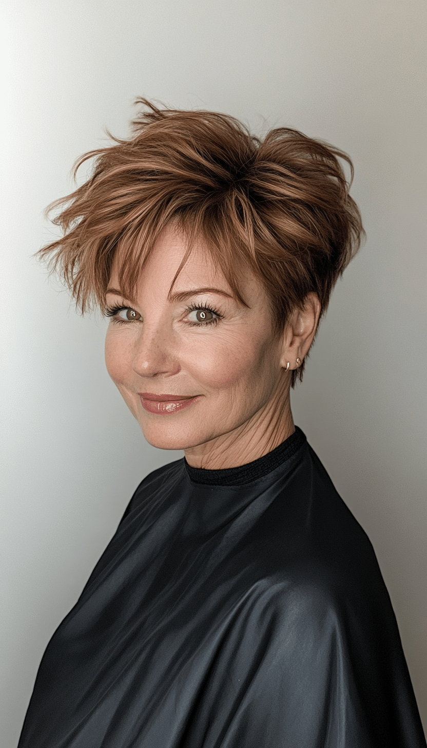 2. Caramel Pixie Delight (Shorter Haircuts For Older Women) - Shorter Haircuts For Older Women