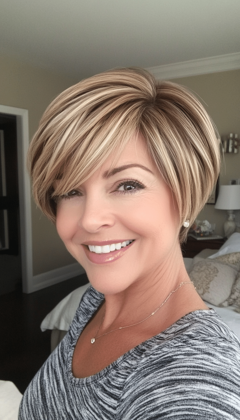 7. Honey Highlights (Shorter Haircuts For Older Women) - Shorter Haircuts For Older Women