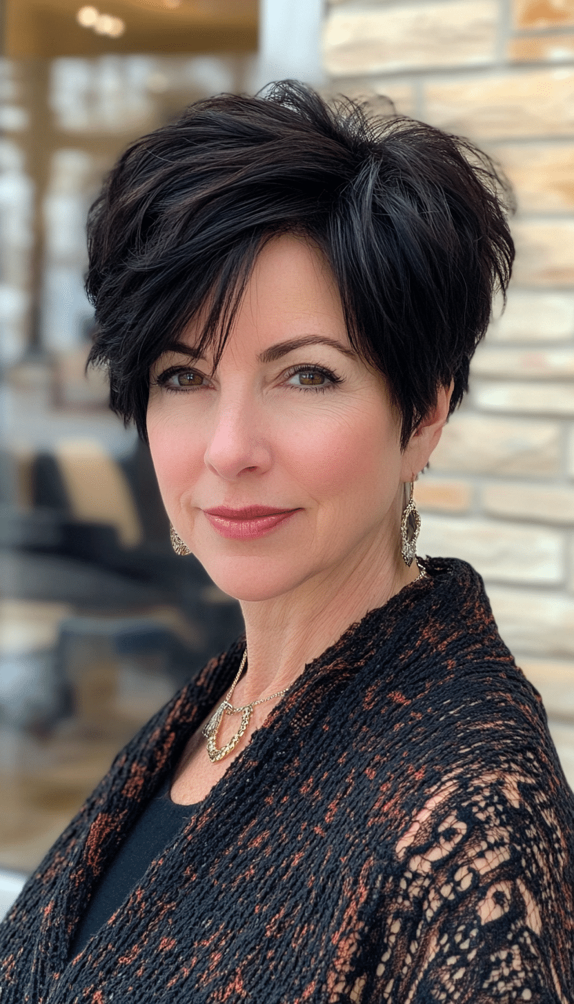 10. Raven Layers (Shorter Haircuts For Older Women) - Shorter Haircuts For Older Women