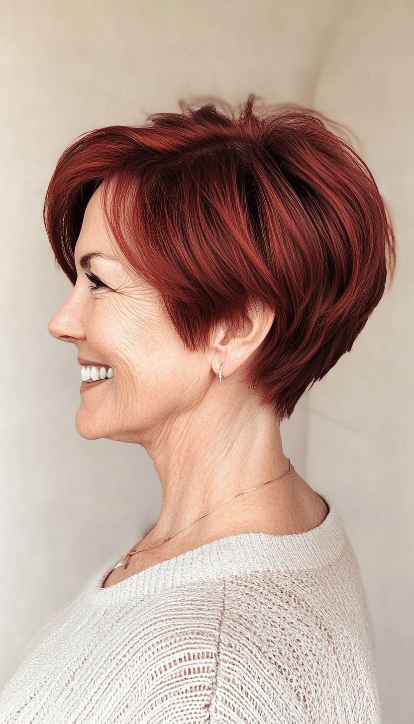 14. Rich Ruby Crop (Shorter Haircuts For Older Women) - Shorter Haircuts For Older Women