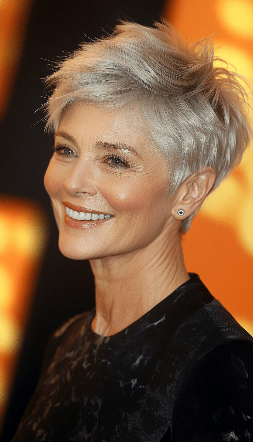 17. Sun-Kissed Topaz (Shorter Haircuts For Older Women) - Shorter Haircuts For Older Women