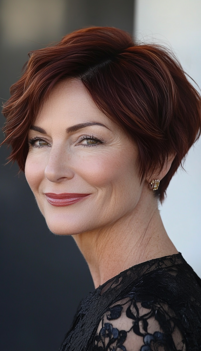 18. Mahogany Mist (Shorter Haircuts For Older Women) - Shorter Haircuts For Older Women