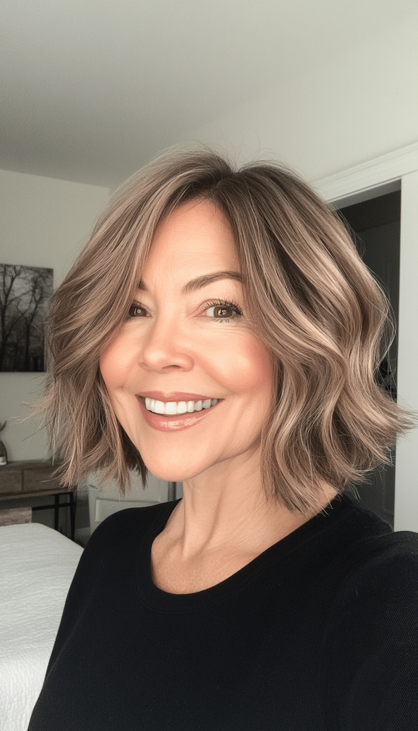 1. Soft Textured Bob - Light Brown (Trendy Haircuts For Women Over 50) - Trendy Haircuts For Women Over 50