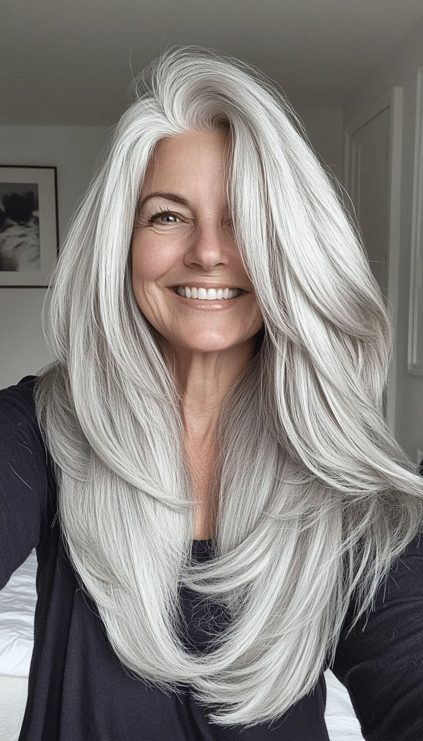 2. Elegant Silver Layers - Silver (Trendy Haircuts For Women Over 50) - Trendy Haircuts For Women Over 50