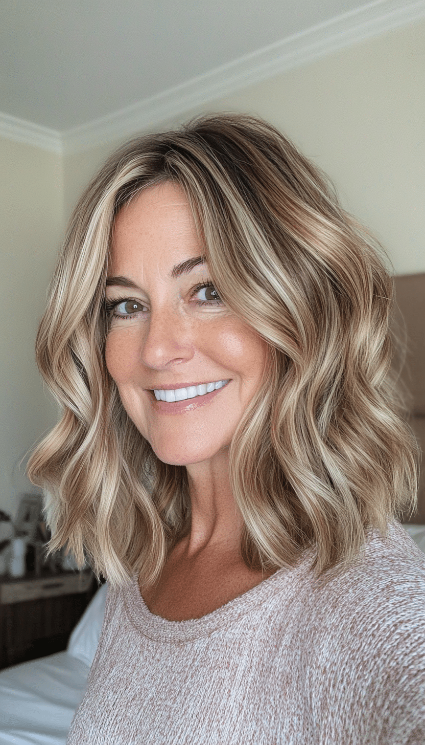 4. Wavy Shoulder Cut - Honey Blonde (Trendy Haircuts For Women Over 50) - Trendy Haircuts For Women Over 50