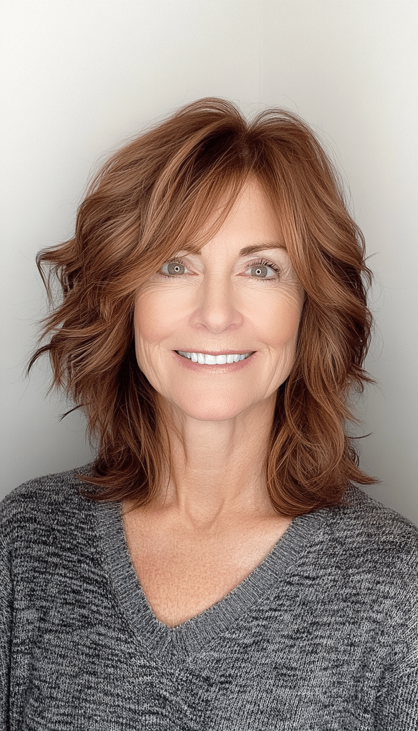 5. Chic Shag - Chestnut Brown (Trendy Haircuts For Women Over 50) - Trendy Haircuts For Women Over 50