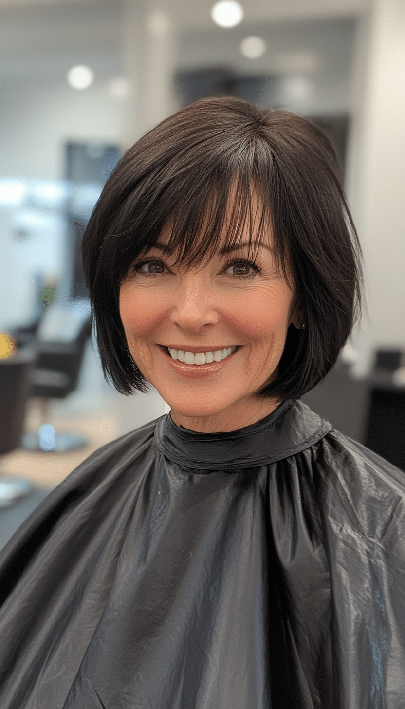 9. Modern Pageboy - Black (Trendy Haircuts For Women Over 50) - Trendy Haircuts For Women Over 50
