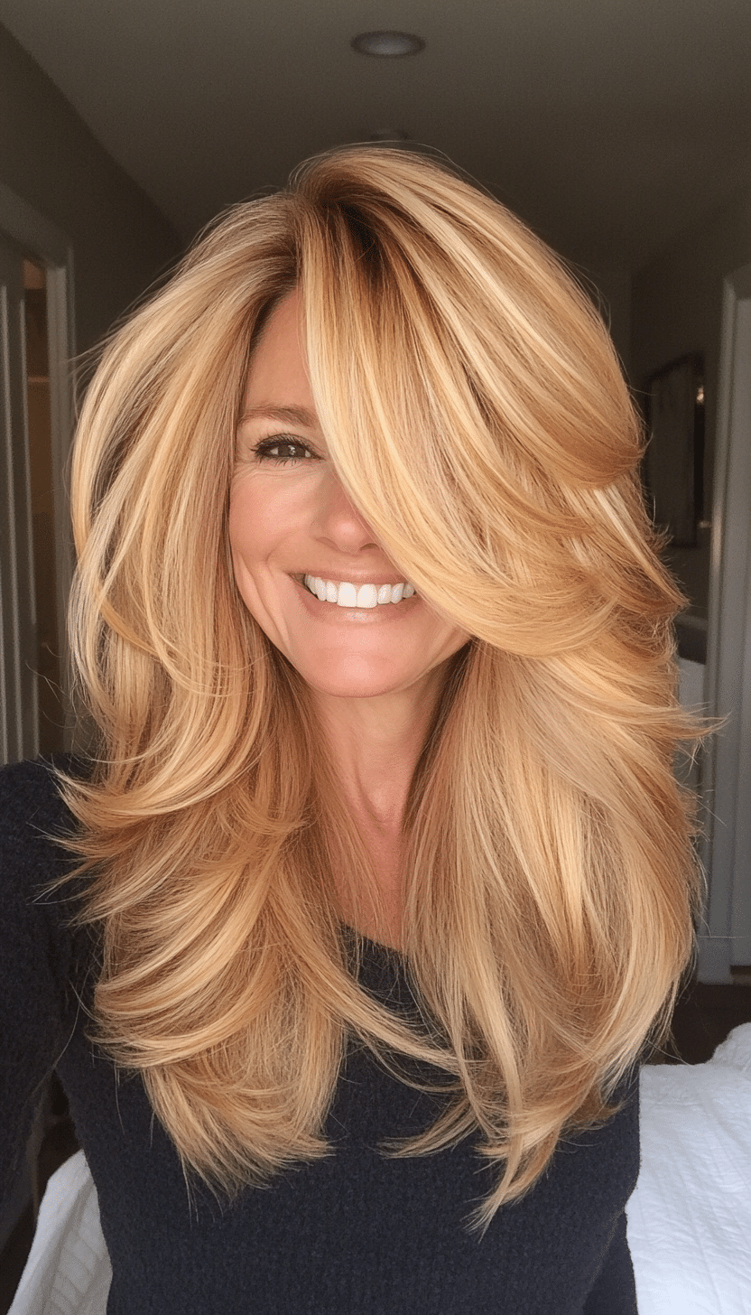 10. Bold Layers - Golden Blonde (Trendy Haircuts For Women Over 50) - Trendy Haircuts For Women Over 50