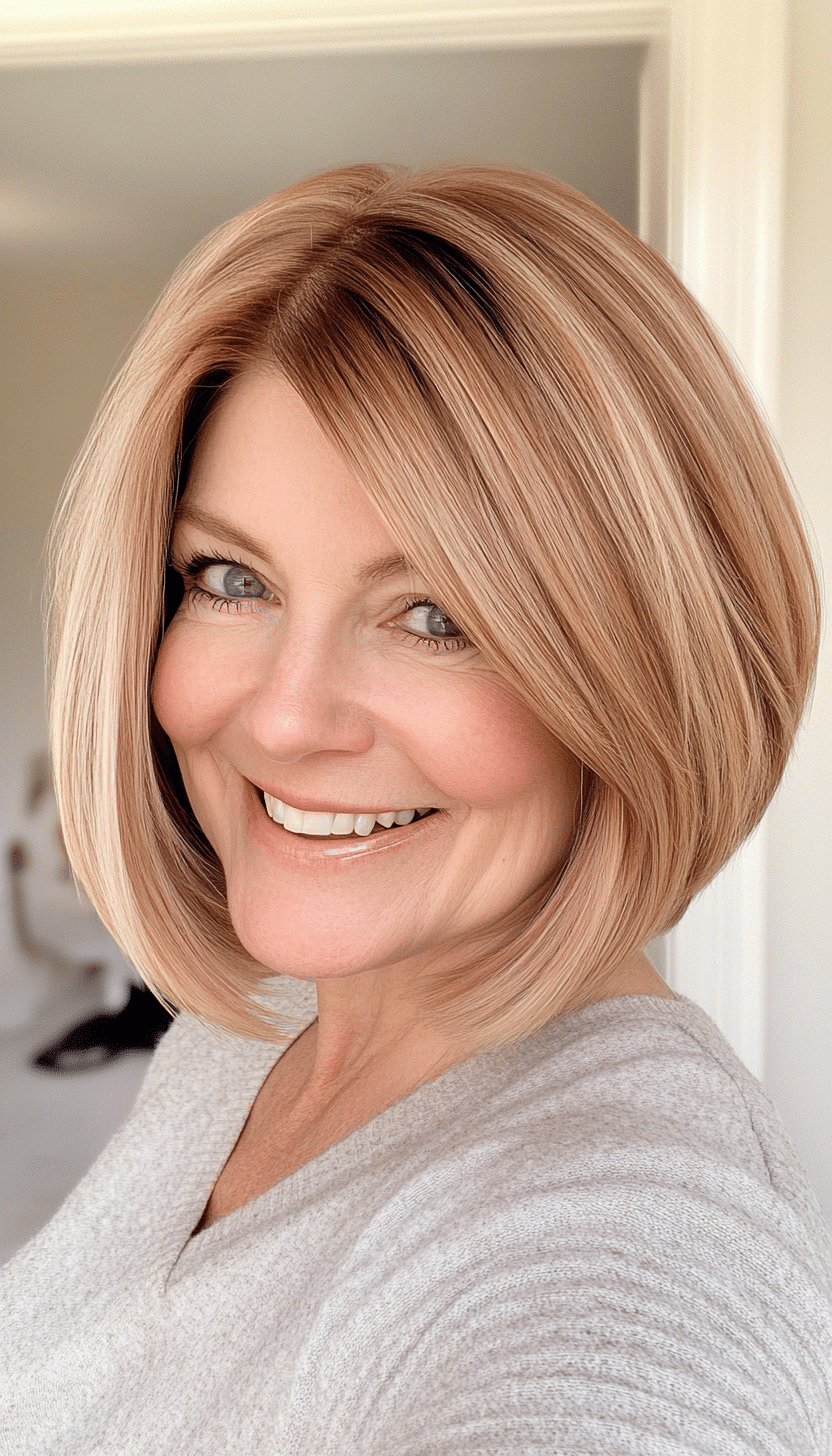 25. Vintage Bob - Strawberry Blonde (Trendy Haircuts For Women Over 50) - Trendy Haircuts For Women Over 50
