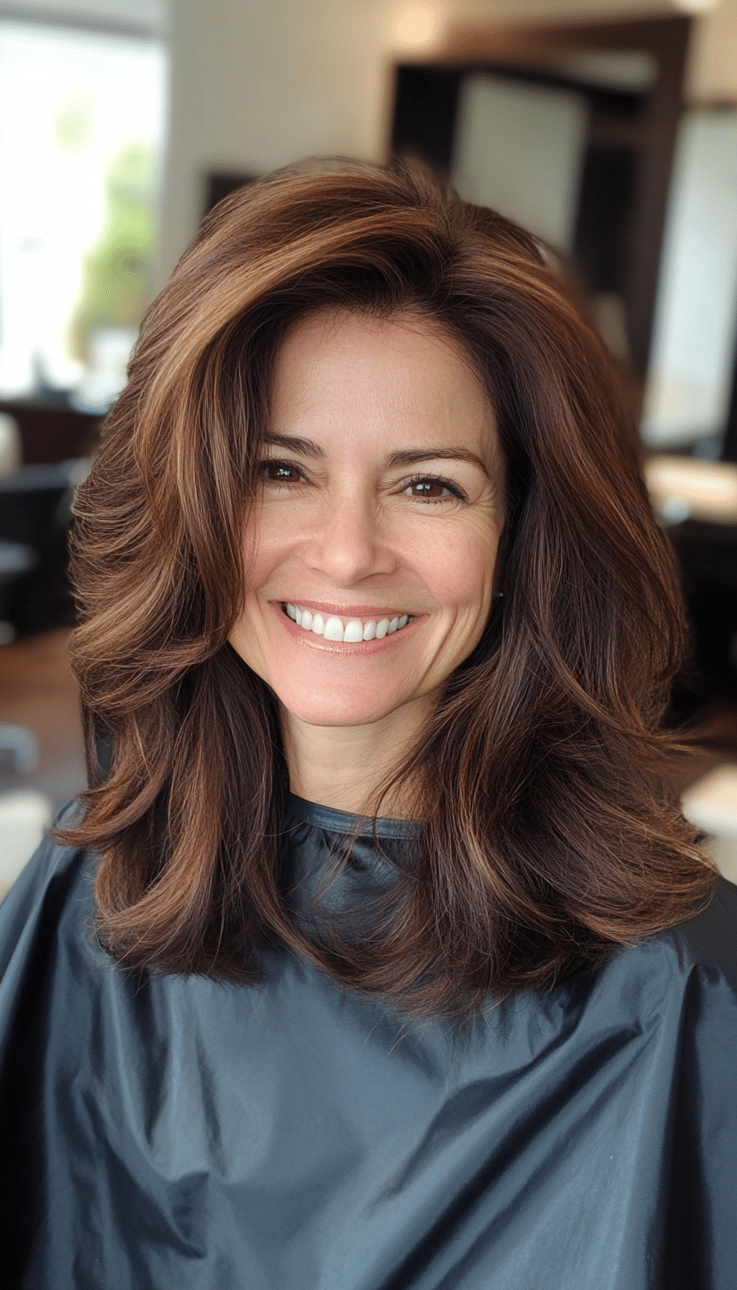 27. Lush Layers - Deep Brown (Trendy Haircuts For Women Over 50) - Trendy Haircuts For Women Over 50